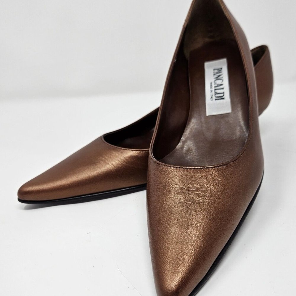 PANCALDI (Italy) Womens Bronze Heels Pumps Shoes Size 36 P12